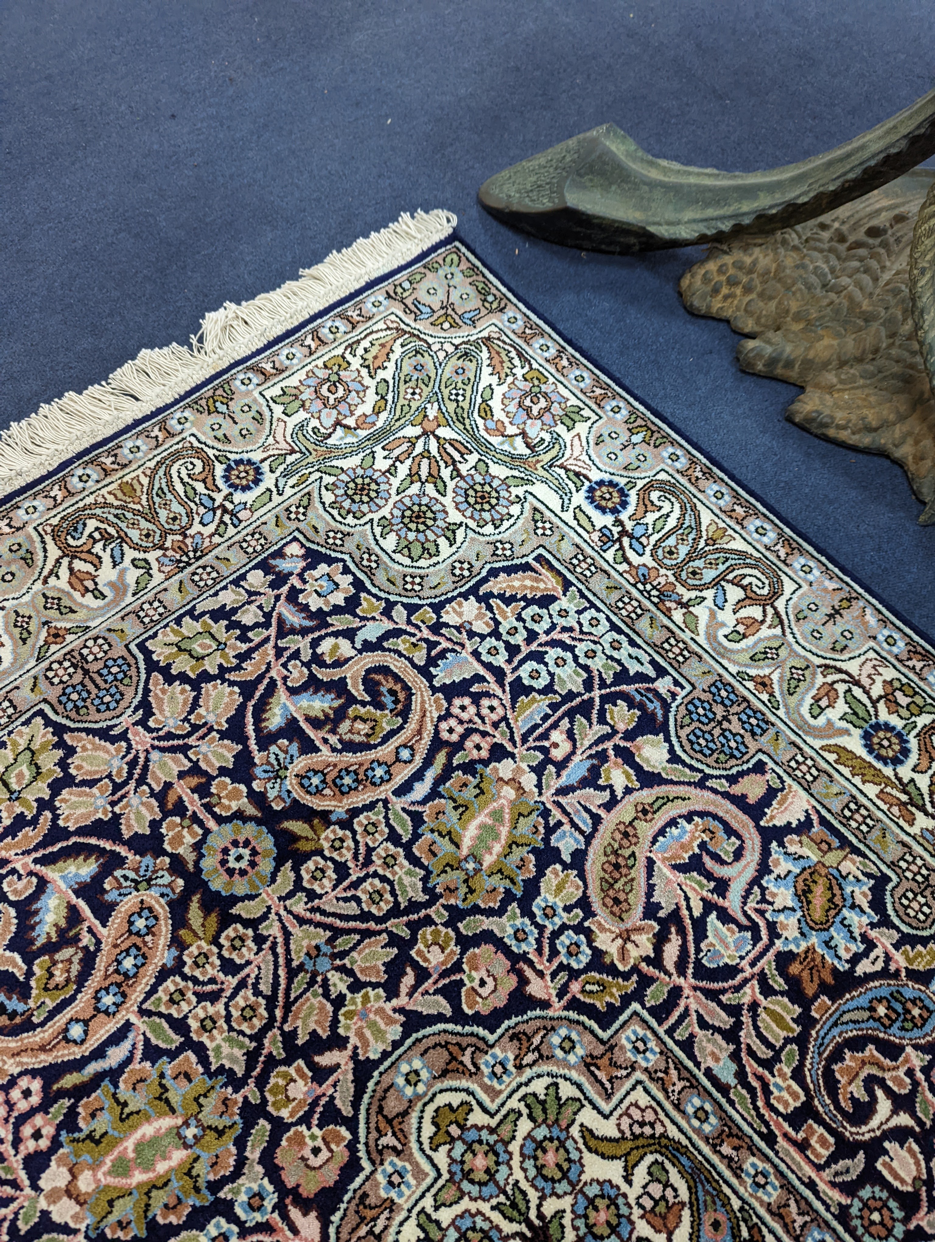 A Kashmiri silk rug, 160 x 96cm